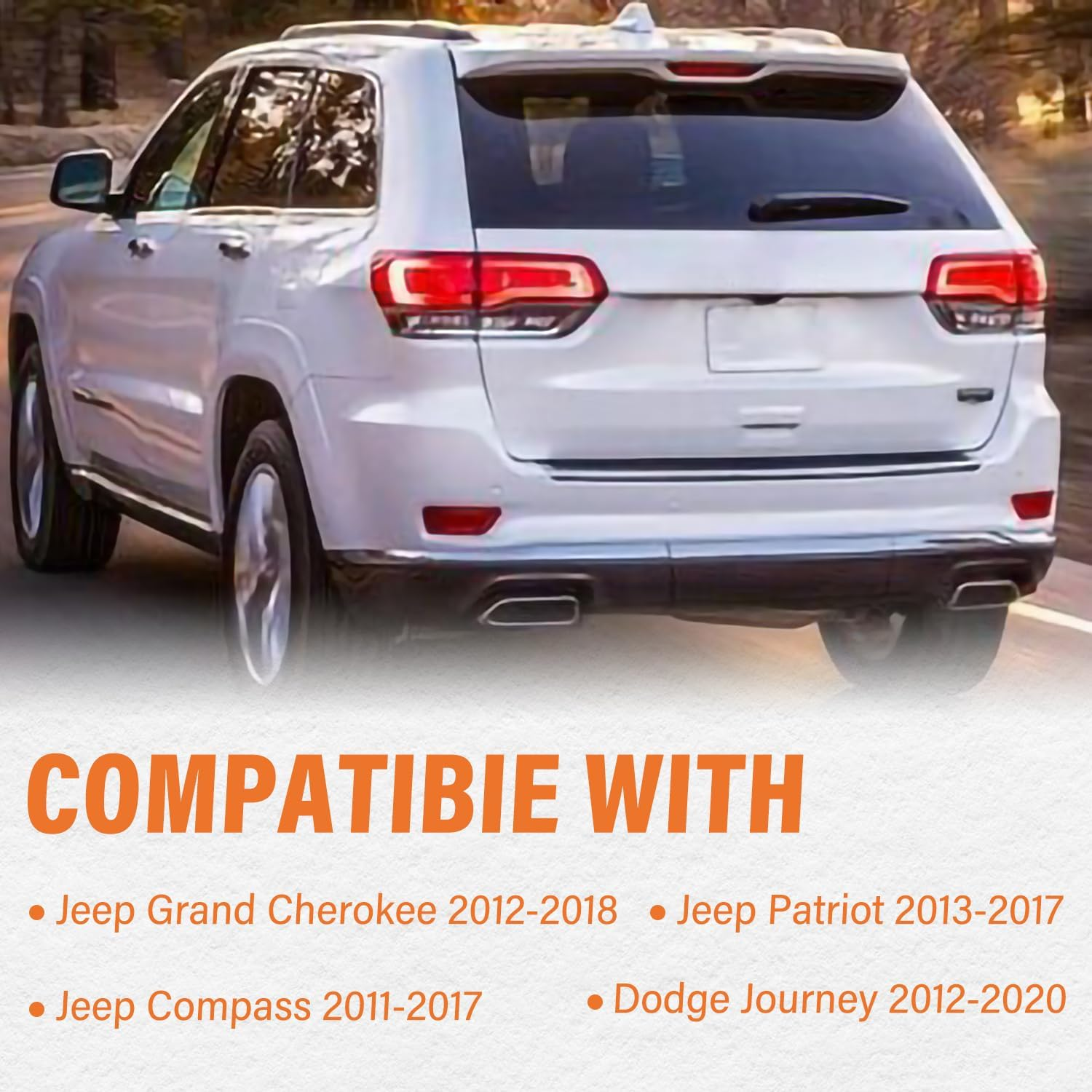 Rear Bumper Reflector Light Lamp Compatible with Jeep Grand Cherokee 2012-2018, Patriot 2013-2017, Dodge Journey 2012-2020, Back Bumper Reflectors Replace 57010721AC, 57010720AC (Red) image number 2