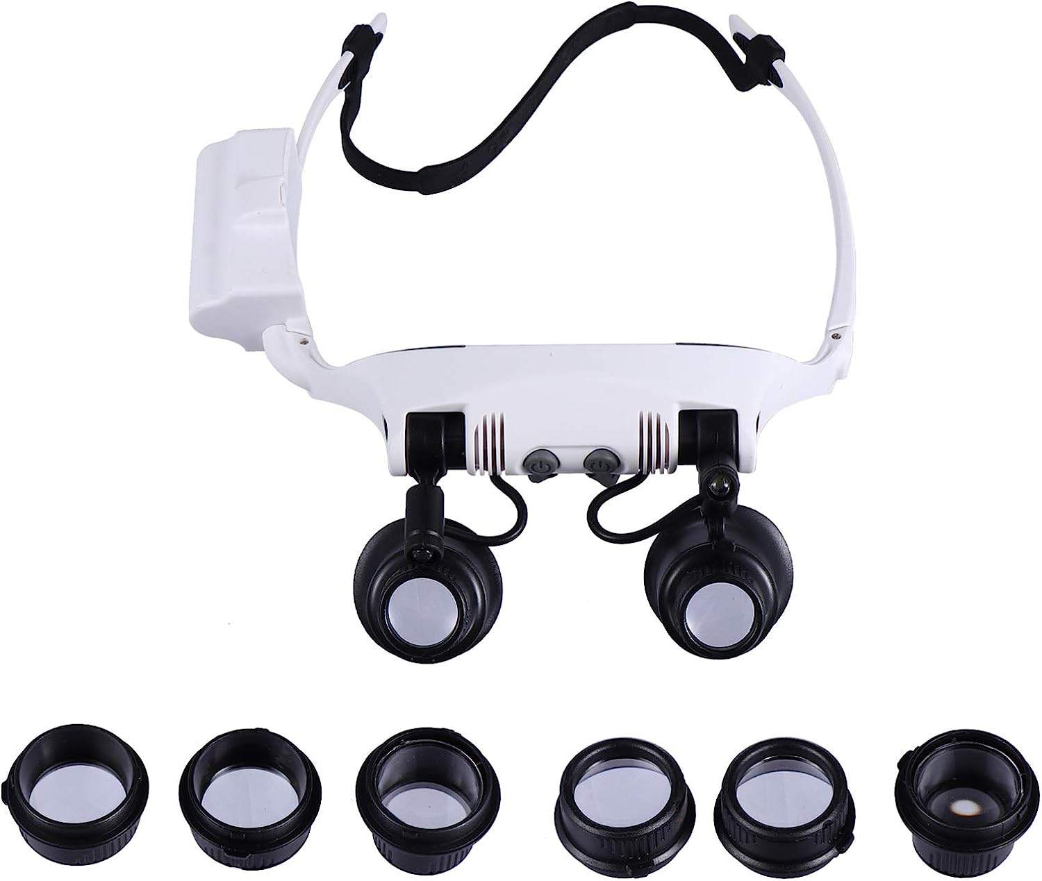 POPETPOP 1 Set Head Mount Magnifier Glasses Headband Magnifying Glass Handsfree Magnifier with Light for Jewelers Sewing Crafts Hobbies Repair 10X,15X,20X,205X