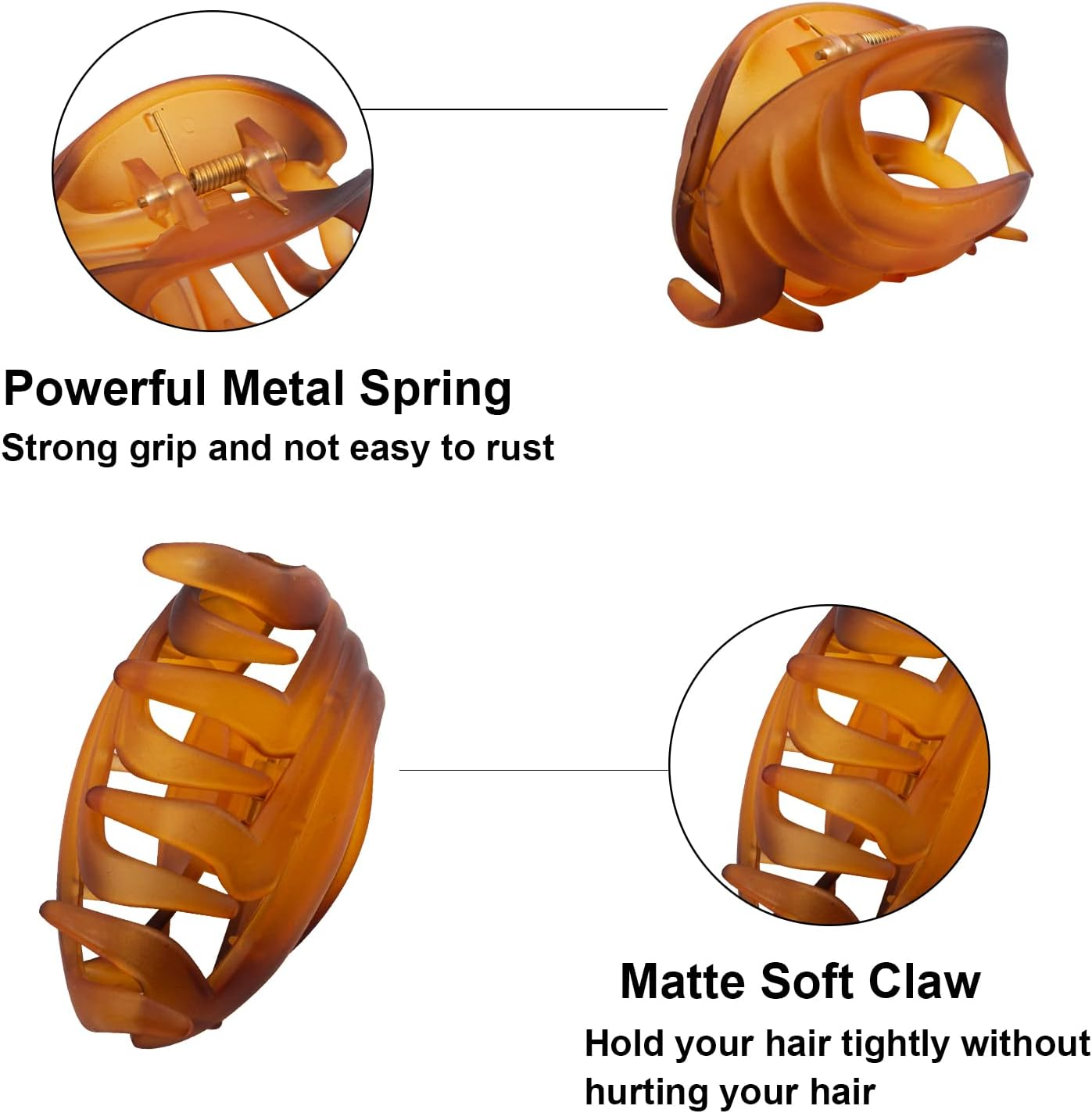 Claw Clips for Thin, Fine to Medium Hair - 2.6 Inch Strong Matte Flower Jaw Clips with Non-Slip Grip for Women, Girls & Kids, Gift Box Included (Black, Brown) image number 1