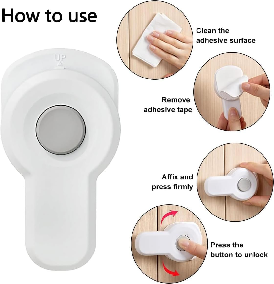 2 Pcs Child Safety Oven Lock, Oven Front Lock, with 3M Adhesive, Easy to Install, 180&deg; Rotated Heat Resistant Kitchen Safety Oven Door Lock for Cabinets, Oven, Drawers, Dishwasher