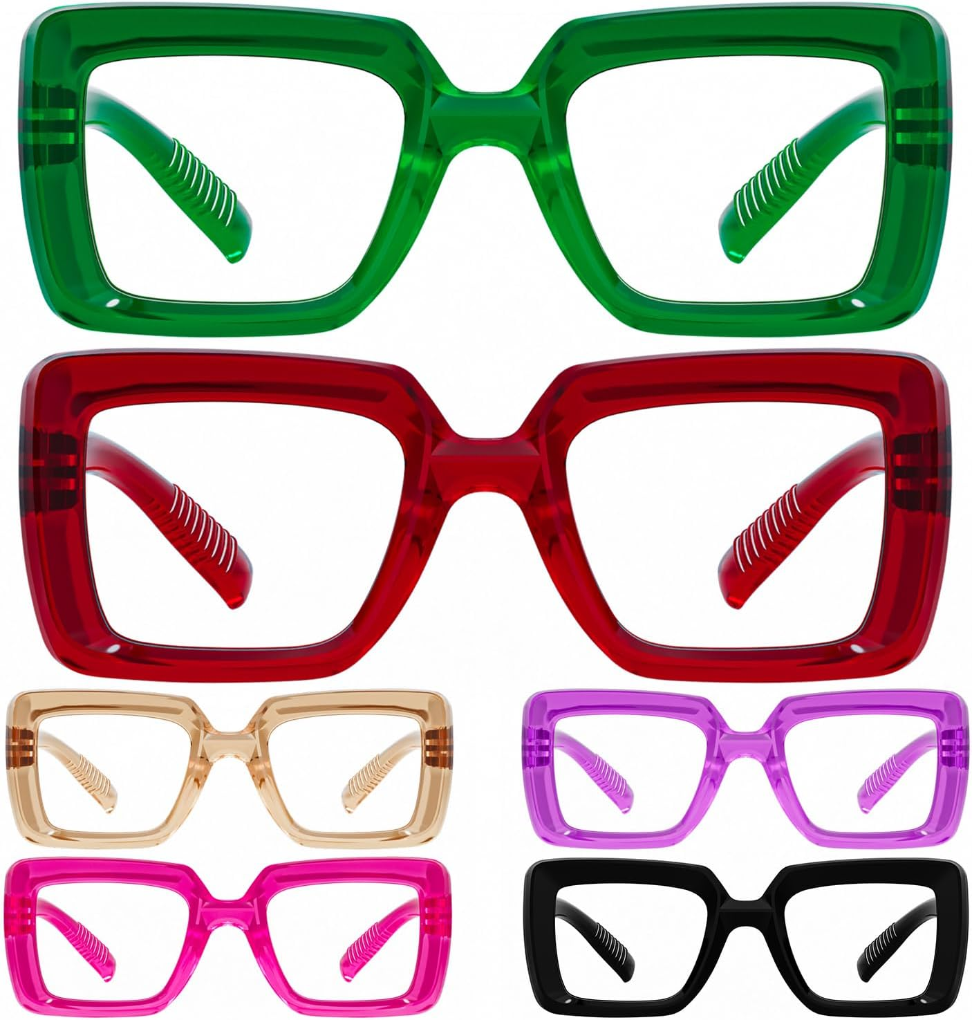 Eyekepper Women'S Reading Glasses Metalless Screwless Spring Hinges 6 Pack Woman Oversized Square Thickness Frame Reading Aid - Mixing +1.75 image number 5