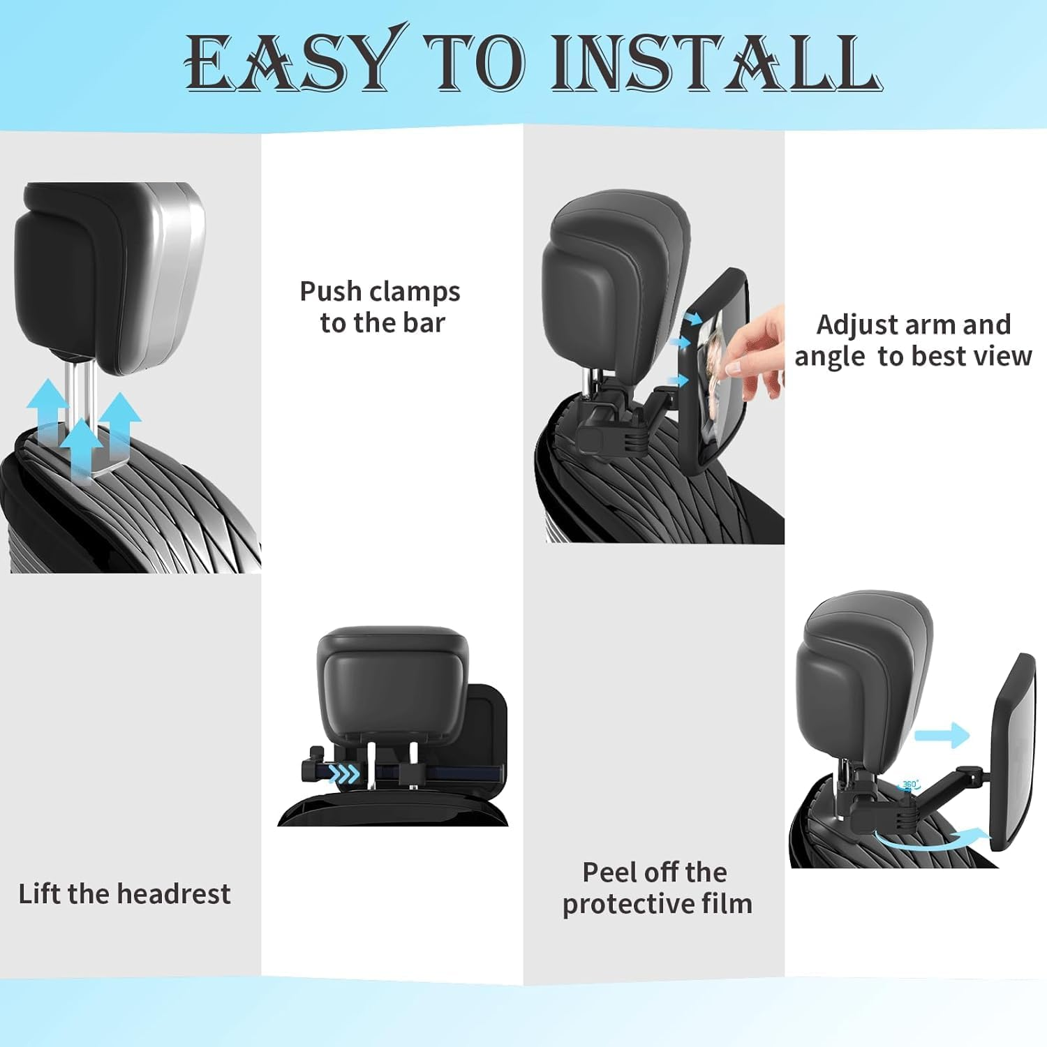 Baby Car Mirror Rear Facing, Safety Adjustable Car Seat Mirror for Baby Extendable Camera Monitor with Hook Clip Design Clear View image number 5