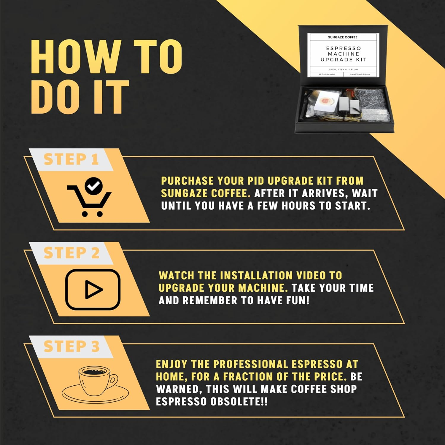 Sungaze Gaggio Classic Pro PID Kit for Brew & Flow Control, Pull $2000-$3000 Quality Shots, Compatible with the Classic, Classic Pro, & Classic Pro Evo image number 1