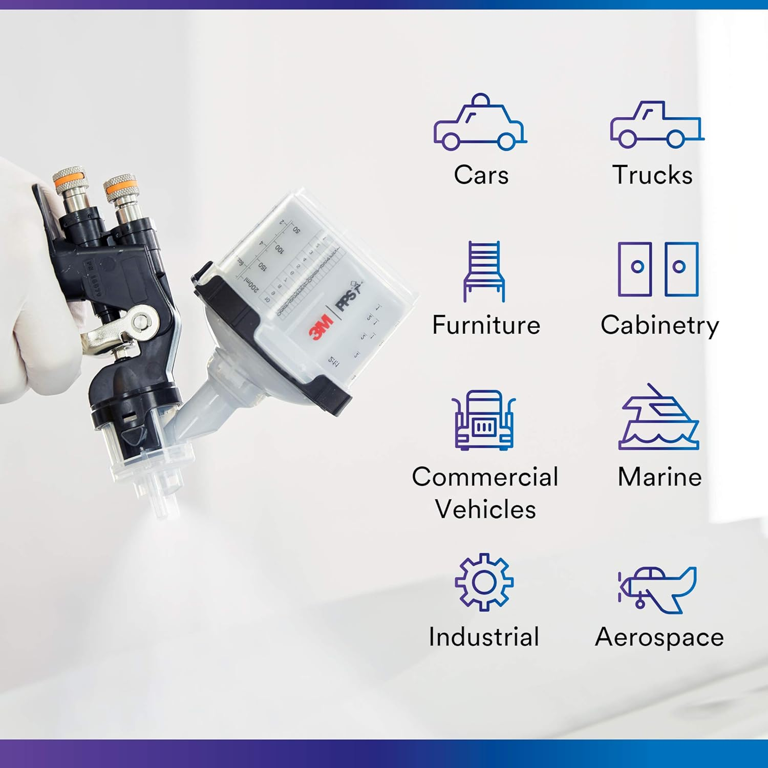 3M PPS 2.0 Spray Gun Cup, Lids and Liners Kit, 26114, Mini, 6 Ounces, 200-Micron Filter, Use for Cars, Furniture, House and More, 1 Paint Cup, 50 Disposable Lids and Liners, 32 Sealing Plugs, White image number 1