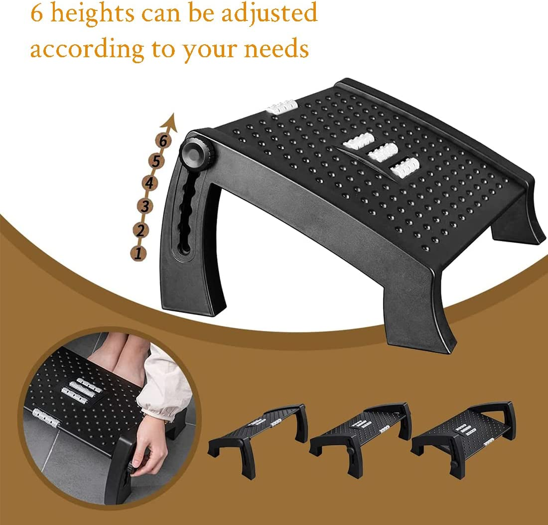 Adjustable Foot Rest under Desk,6 Height Adjustable Foot Rest with Massage Particle and Roller,Foot Stool with Firm Non-Slip Legs for Home Office image number 4