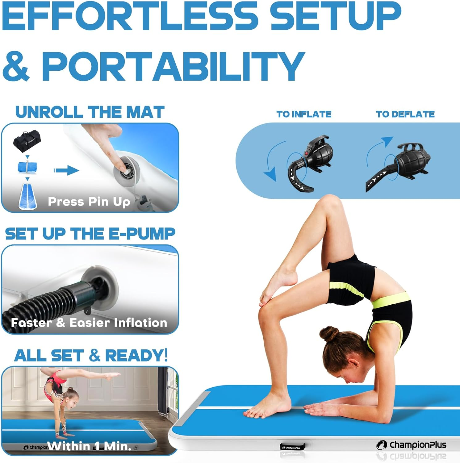 Inflatable Air Tumbling Mat Gymnastics Tumble Track 4 Inches Thickness Air Mats for Home Use/Training/Cheerleading/Water Yoga 10Ft with Electric Air Pump