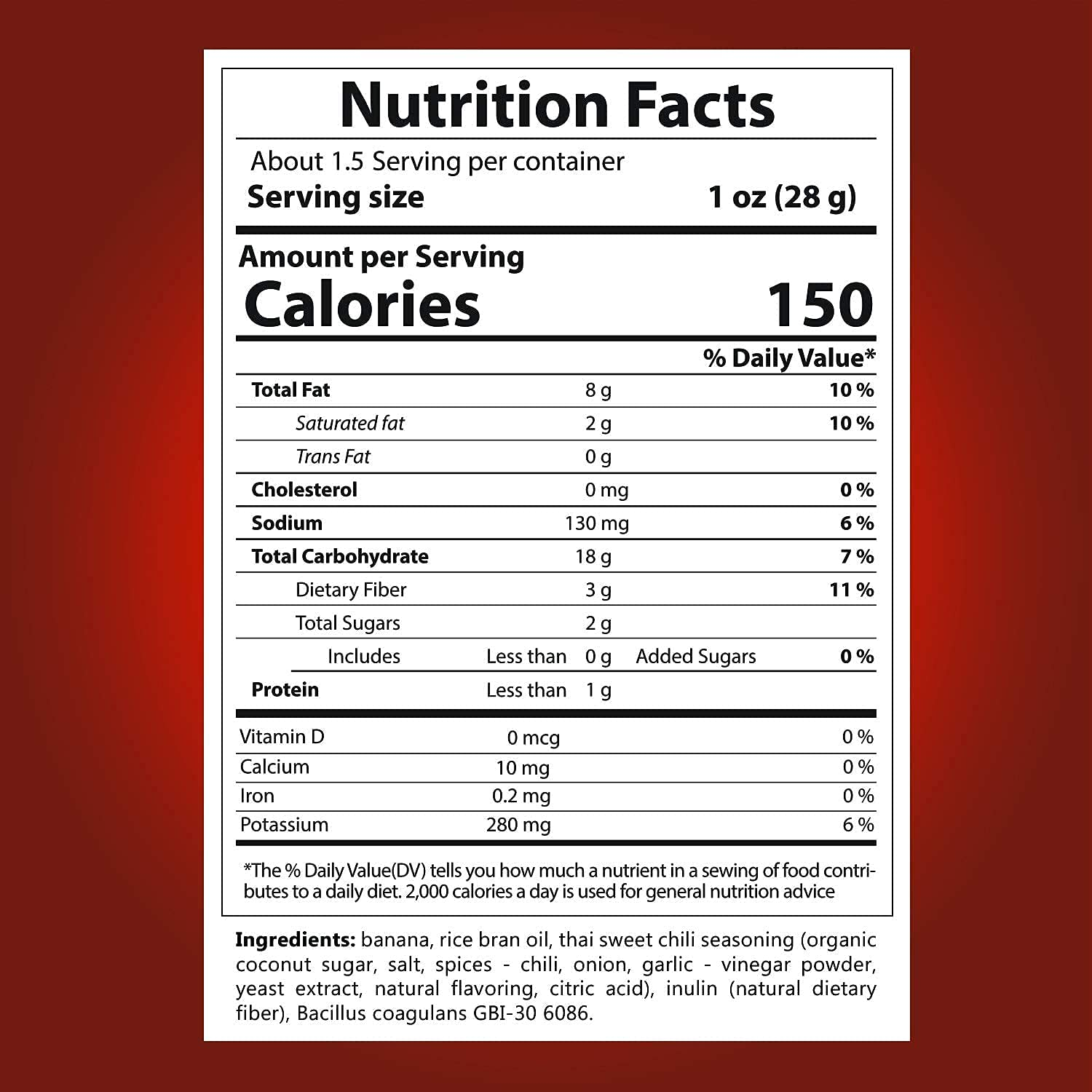 Banana Joe Banana Joe Banana Chips Thai Sweet Chili, 6 X 46.8 G image number 2