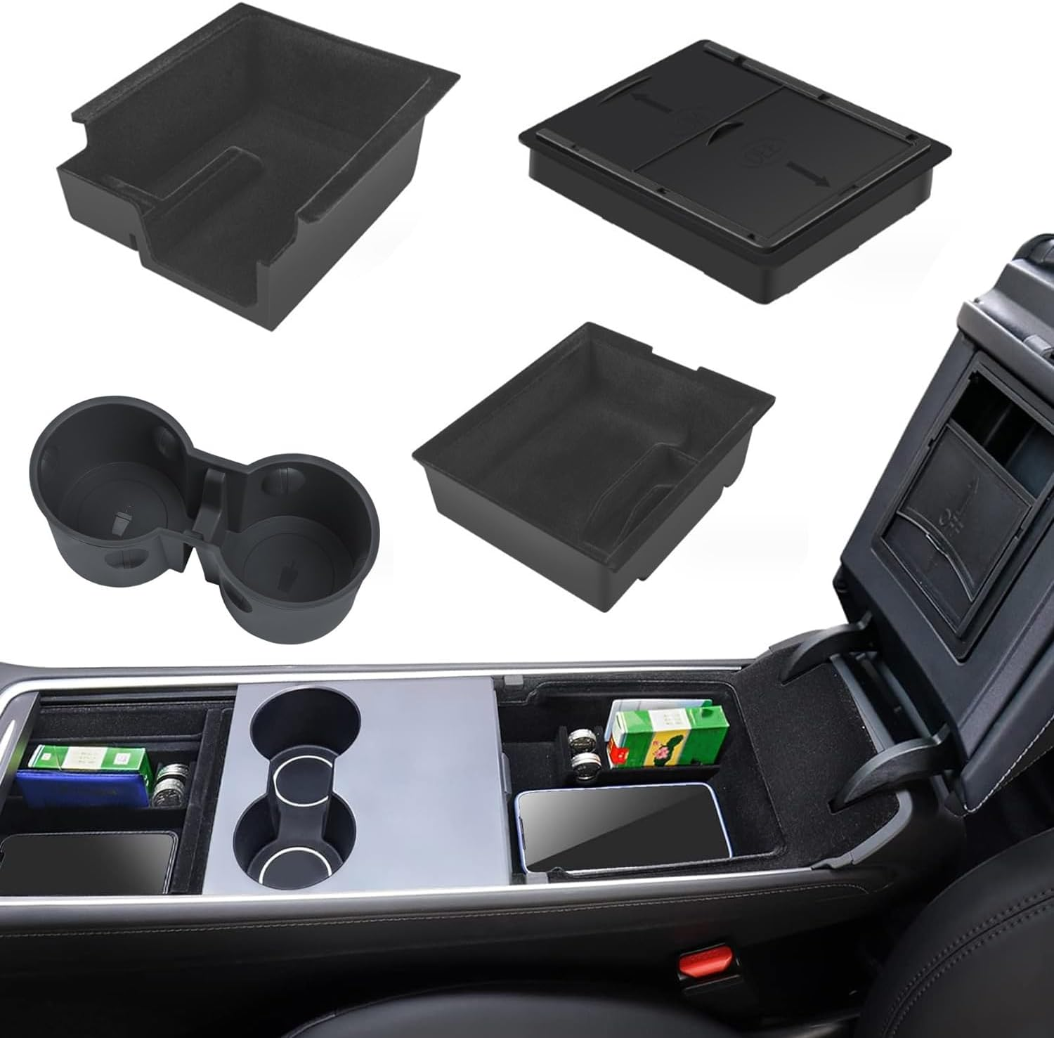 Tesla Model Y/3 Accessory 2024 2023 2022 Australia - Centre Console Tray Organiser | Tesla Model Y Cup Holder | Storage Box I Silicone Cup Holder image number 4