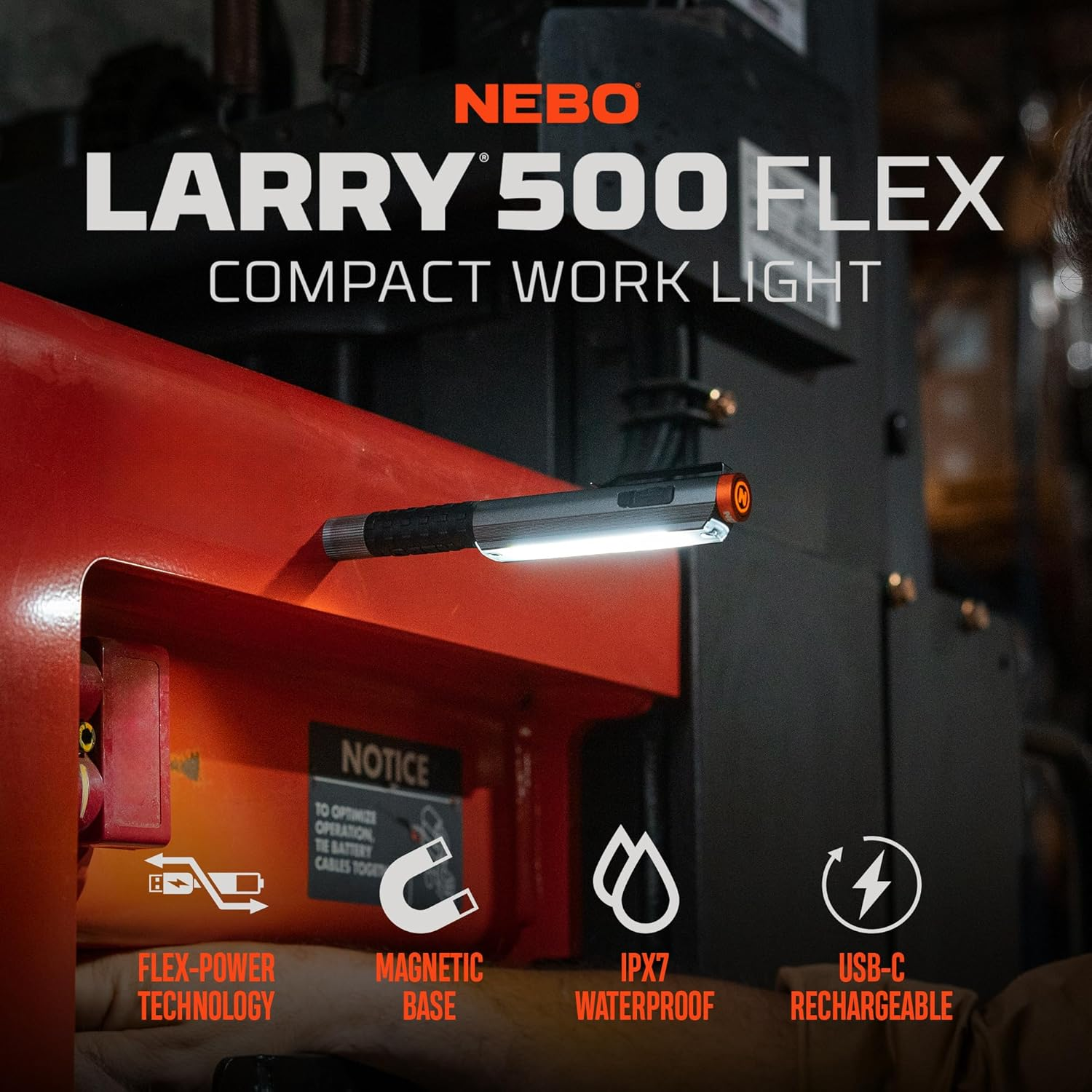 NEBO Lil Larry 500 Flex Rechargeable Work Light image number 4