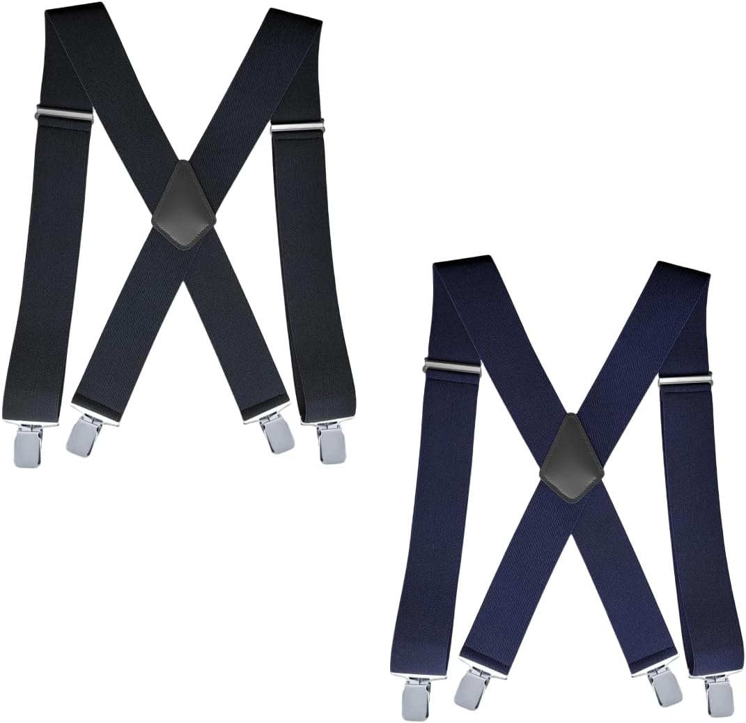 ZANZER 2 Packs Suspenders Braces for Men Heavy Duty, Adjustable Elastic X Back Suspender(B) image number 5