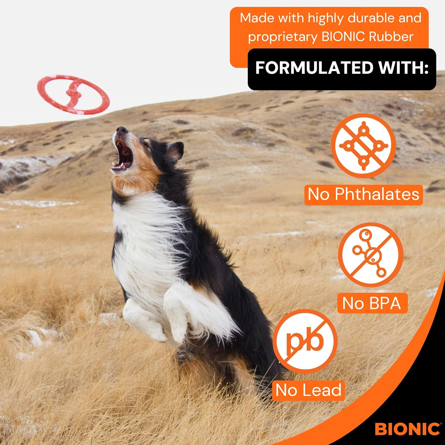 Bionic Toss-N-Tug Ring Dog Toy, Orange