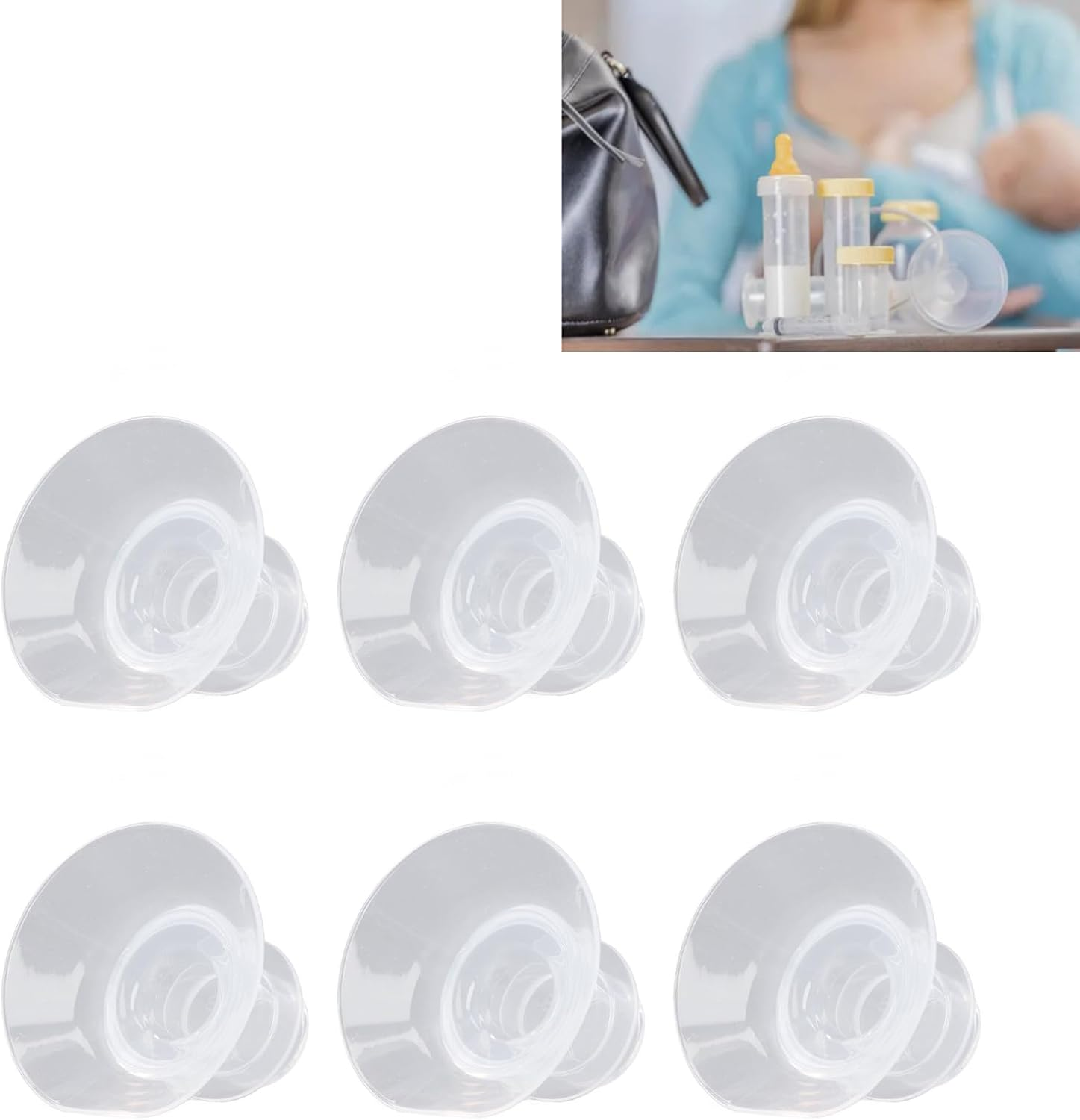 Pump Flange Inserts, Portable 6Pcs Hands Flange Inserts Wearable Lightweight Spectra 24Mm Shields Flanges Breast Pump Flange Insert for Home Use (13MM) image number 1