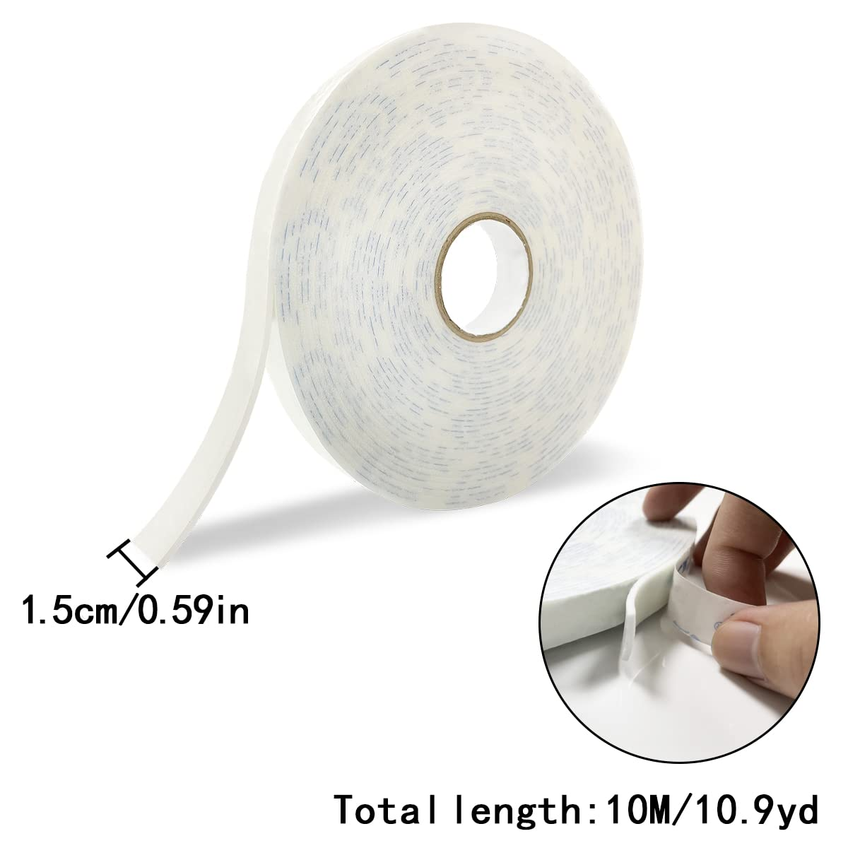 Double Sided Tapes, 2 Rolls White Foam Tape for Home, Office, Wall, Art Crafts DIY (Each Roll Is 1.5Cm/0.59In Wide and 10M/32.8Ft Long)