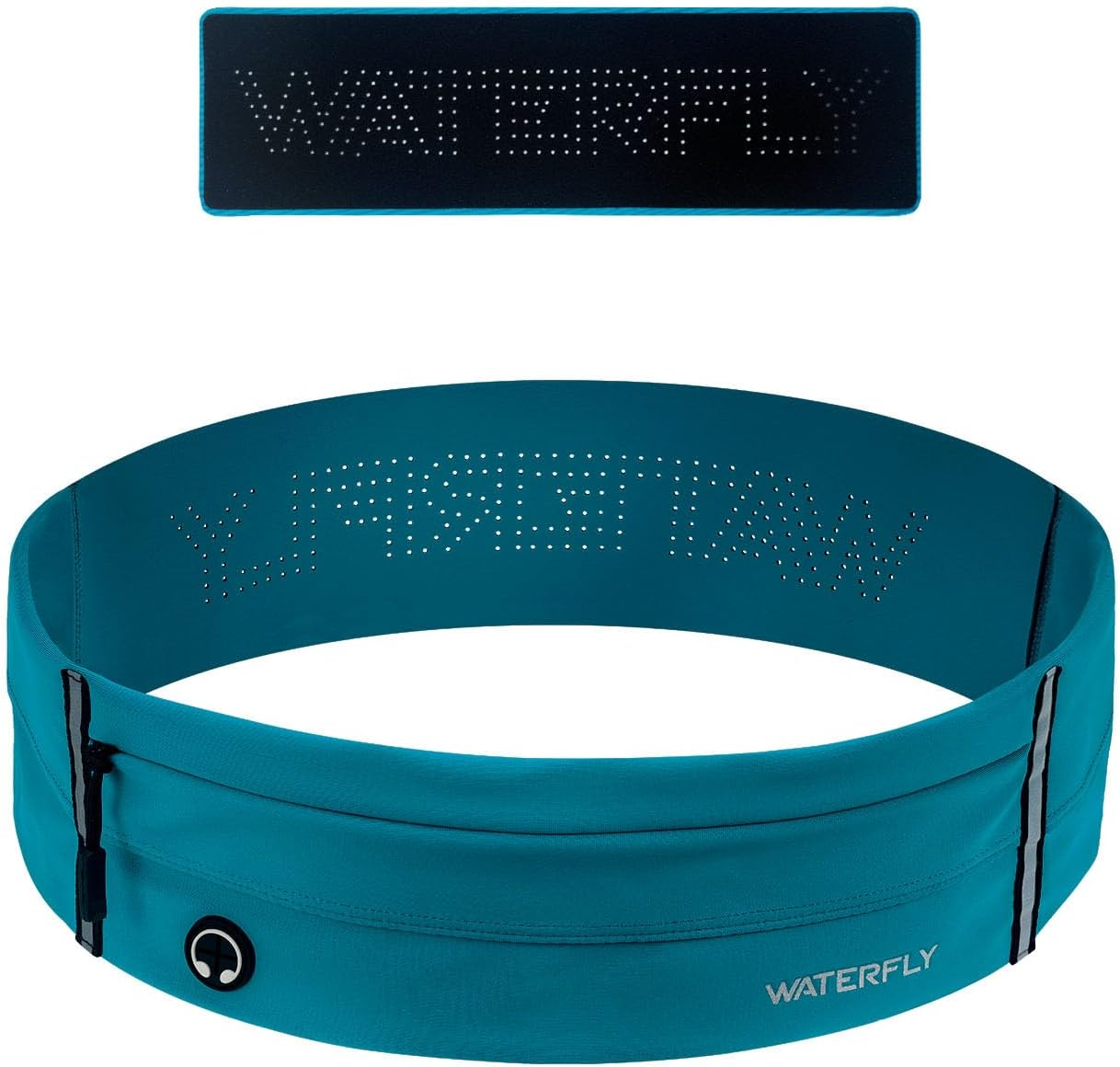 WATERFLY Running Belt Fanny Pack: Slim Elastic Sport Workout Waistband for Men and Women, Jogging Runner Phone Holder Belt, Marathon Jogger Waist Bag