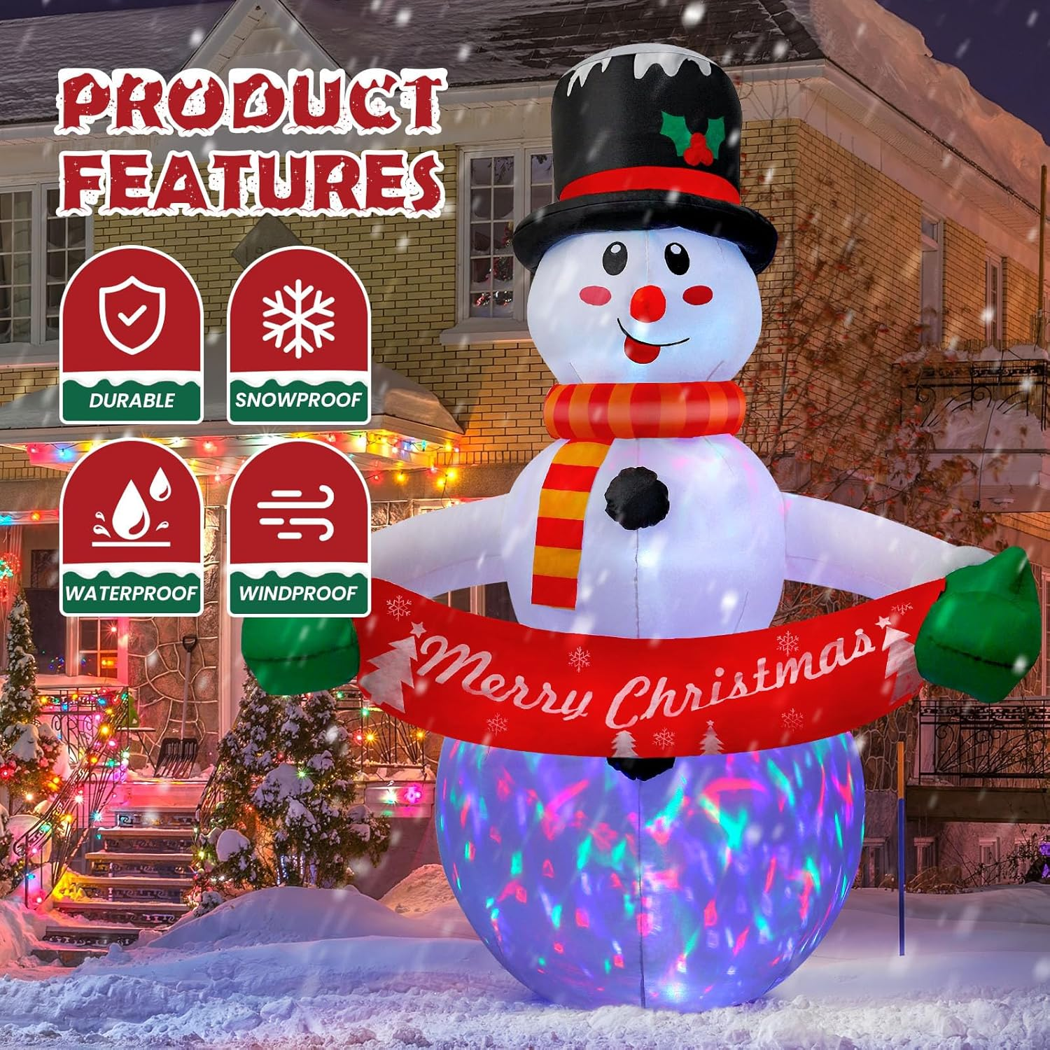 Alupssuc 2.1M Inflatable Christmas Snowman Nativity Scene Outdoor Decorations with LED Lights Blow up for Indoor Holiday Party Garden Lawn Xmas Decor 7FT image number 3