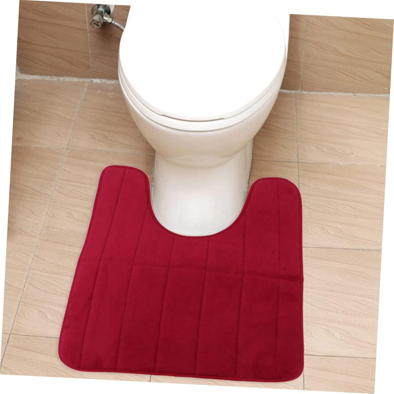 Shape Thicker Cotton Toilet Seat Pads Washable and Stretchable Universal Bathroom Accessory Wine Red Ideal for Standard Toilets image number 3