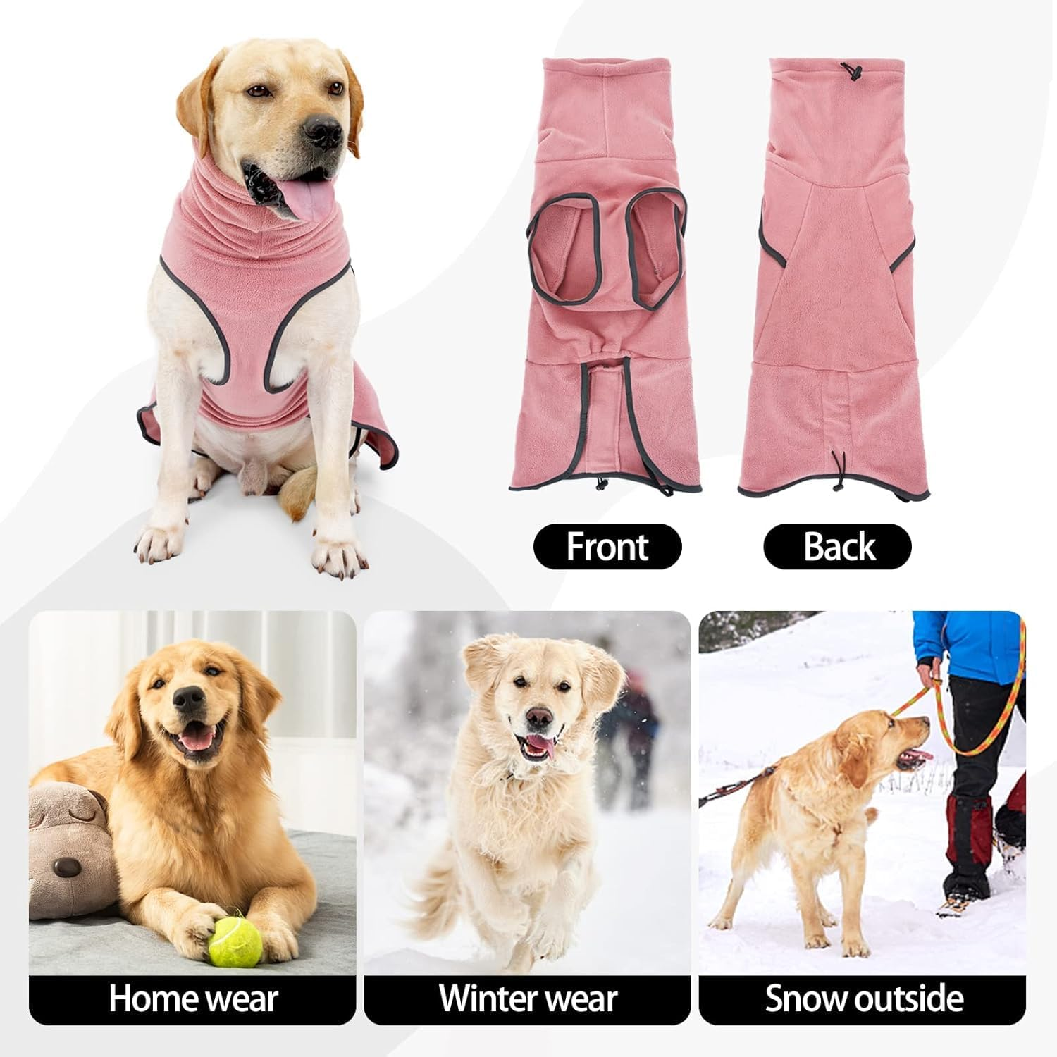 Dog Sweater for Cold Weather, Soft Dog Vest, Snow Coat for Dogs, Dog Pullover, Dog Winter Clothes for Small Medium Dogs Blue (Pink, L)