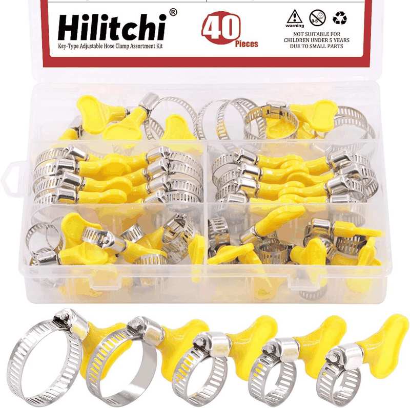Hilitchi 40 Piece 8-29Mm Key-Type Adjustable Hose Clamp Assortment Kit image number 1