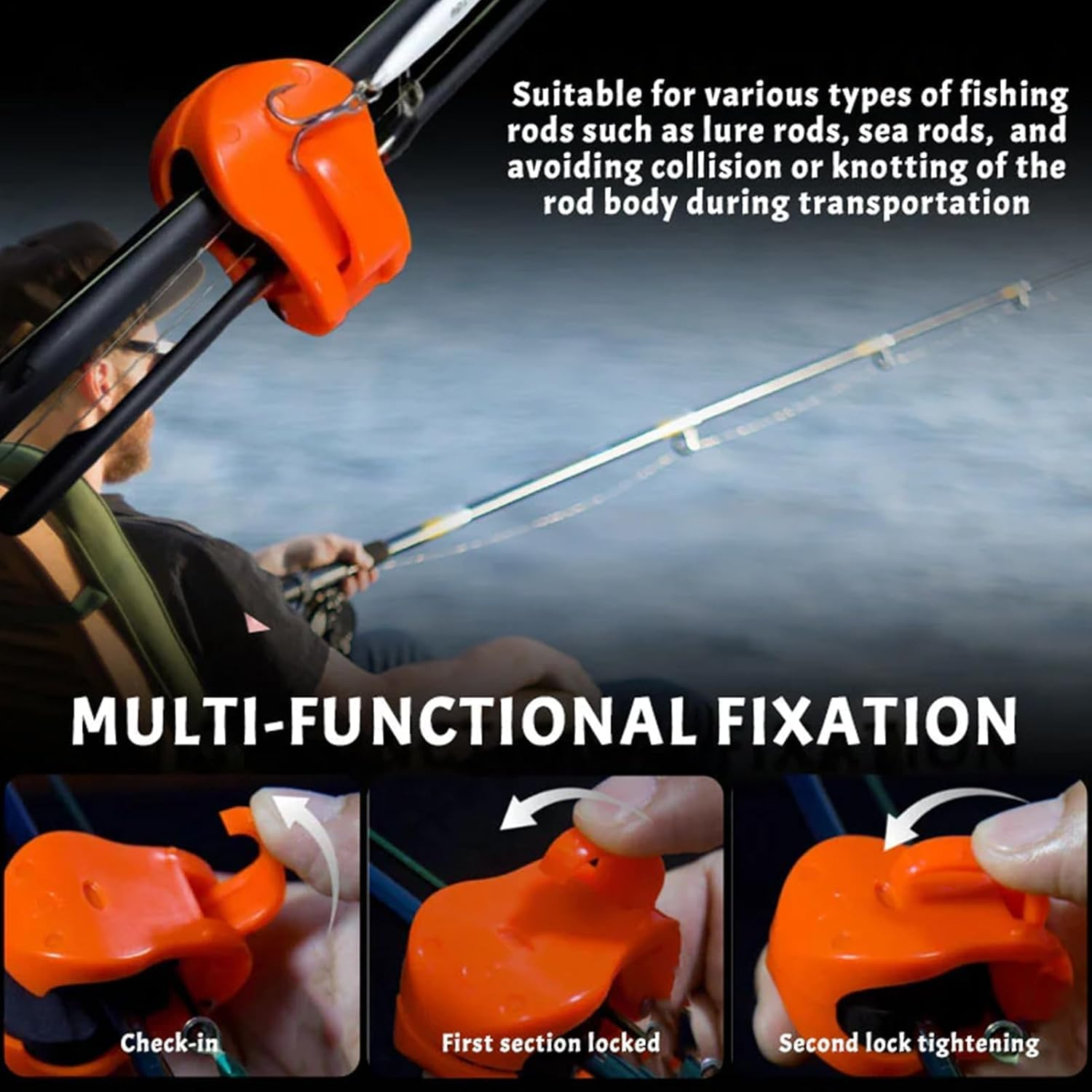 Fishing Rod Tie Holder Pole Keeper Clips, 8Pcs Fishing Rod Clips Holders Pole Fixed Keeper Rod Tie Tackle Clips, Portable Beach Elastic Wall Mounted Fishing Pole Holder Straps, Green image number 1