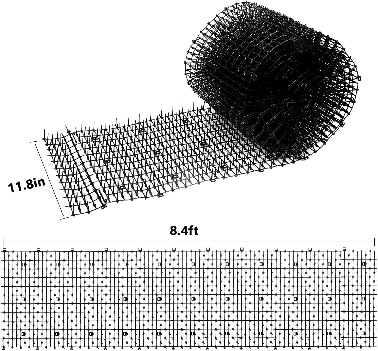 6.6 FT Cat Scat Mat with Spikes Black Cat Deterrent Mats Plastic Scat Mat for Cats Include 8 Staples image number 1