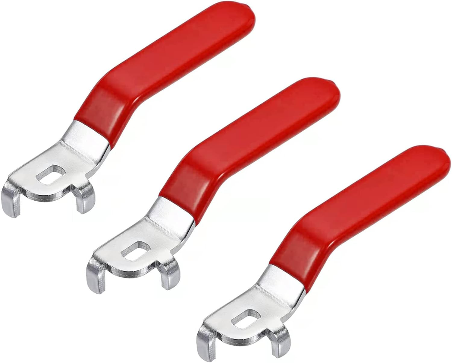 3Pcs Red Lever Handle for Ball Valve Total Length 148Mm,Hole Size 8X12Mm,Hole Thickness 3Mm（8X12X3Mm）