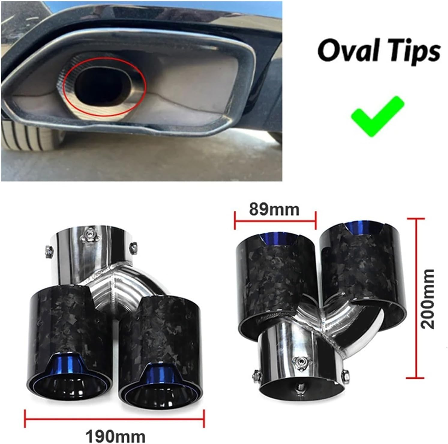 Compatible for BMW G20 G21 M340I G42 440I G22 M240I Dual Four Out Exhaust Carbon Fiber Muffler Tip Exhaust System Nozzle Tailpipe 2020+(Style B)