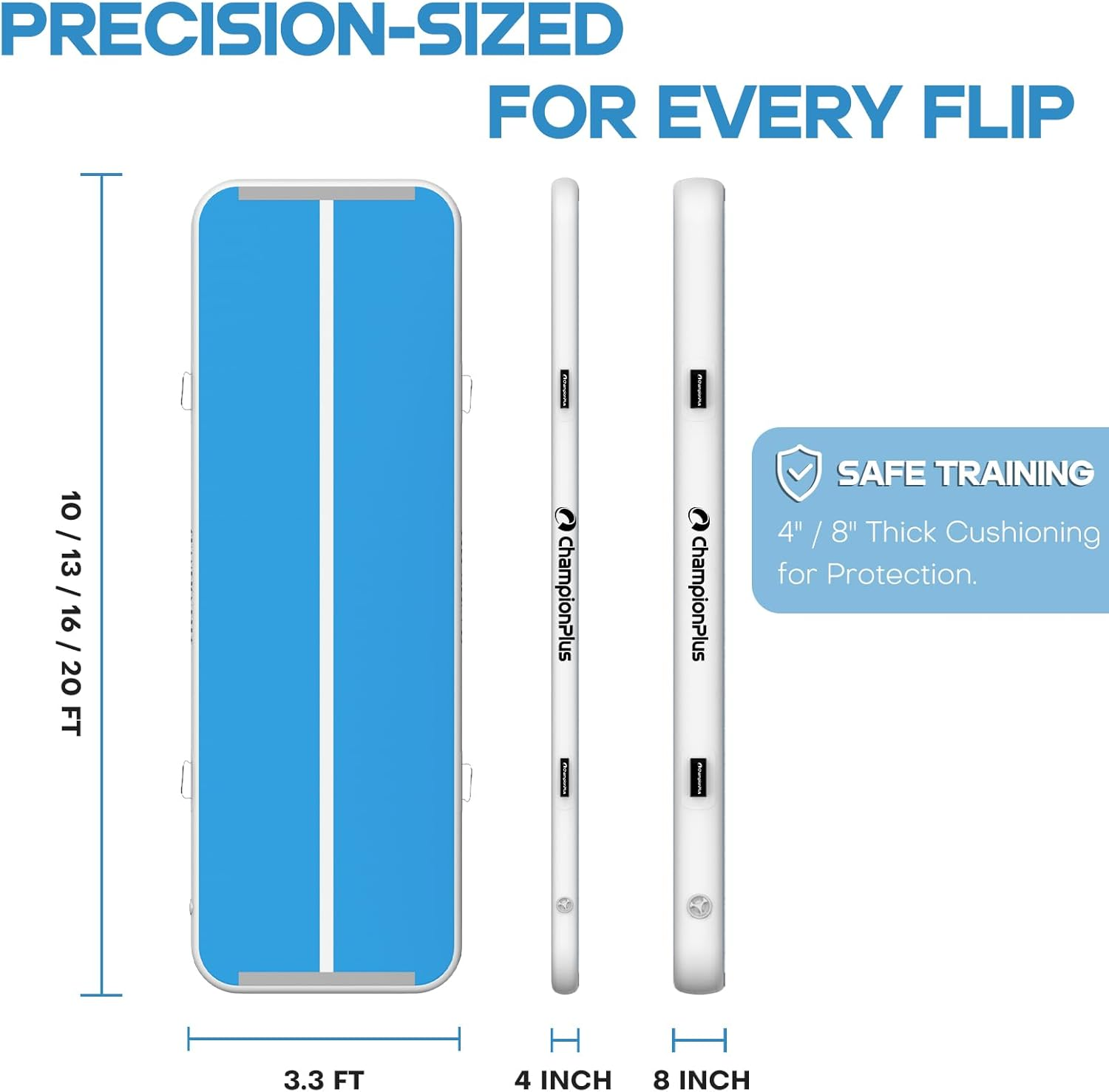 Inflatable Air Tumbling Mat Gymnastics Tumble Track 4 Inches Thickness Air Mats for Home Use/Training/Cheerleading/Water Yoga 10Ft with Electric Air Pump image number 4