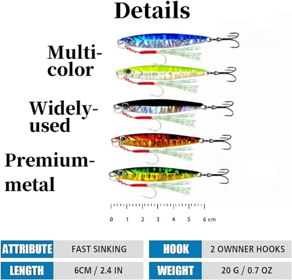 Fishing Lures Kit,Metal Multi-Function Blade Baits,Fishing Spoons of Captain'S Favorite,Shiny Saltwater Jigs for Predators,Great-Action Micro Jigs to Catching More Fish,Freshwater Bass Fishing Lures image number 1
