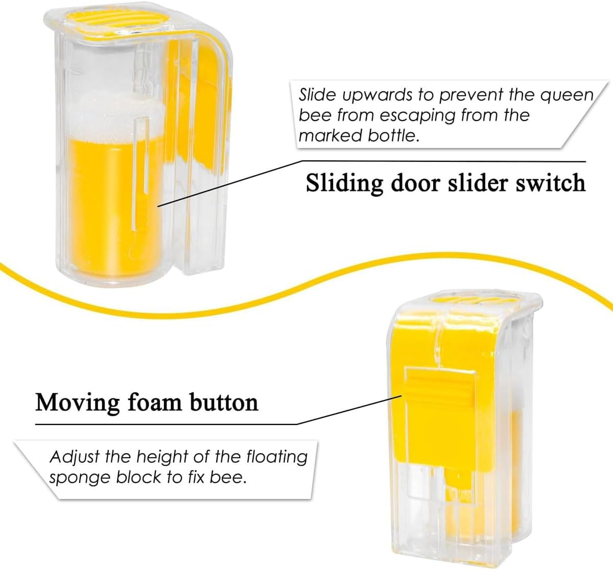 AIMALL Queen Bee Marker Bottle Beekeeping Tool, 3.54X2.17X1.57 Inch, Durable Plastic Cage for Catching and Marking Queen Bees, Non-Toxic and Lightweight Design image number 2