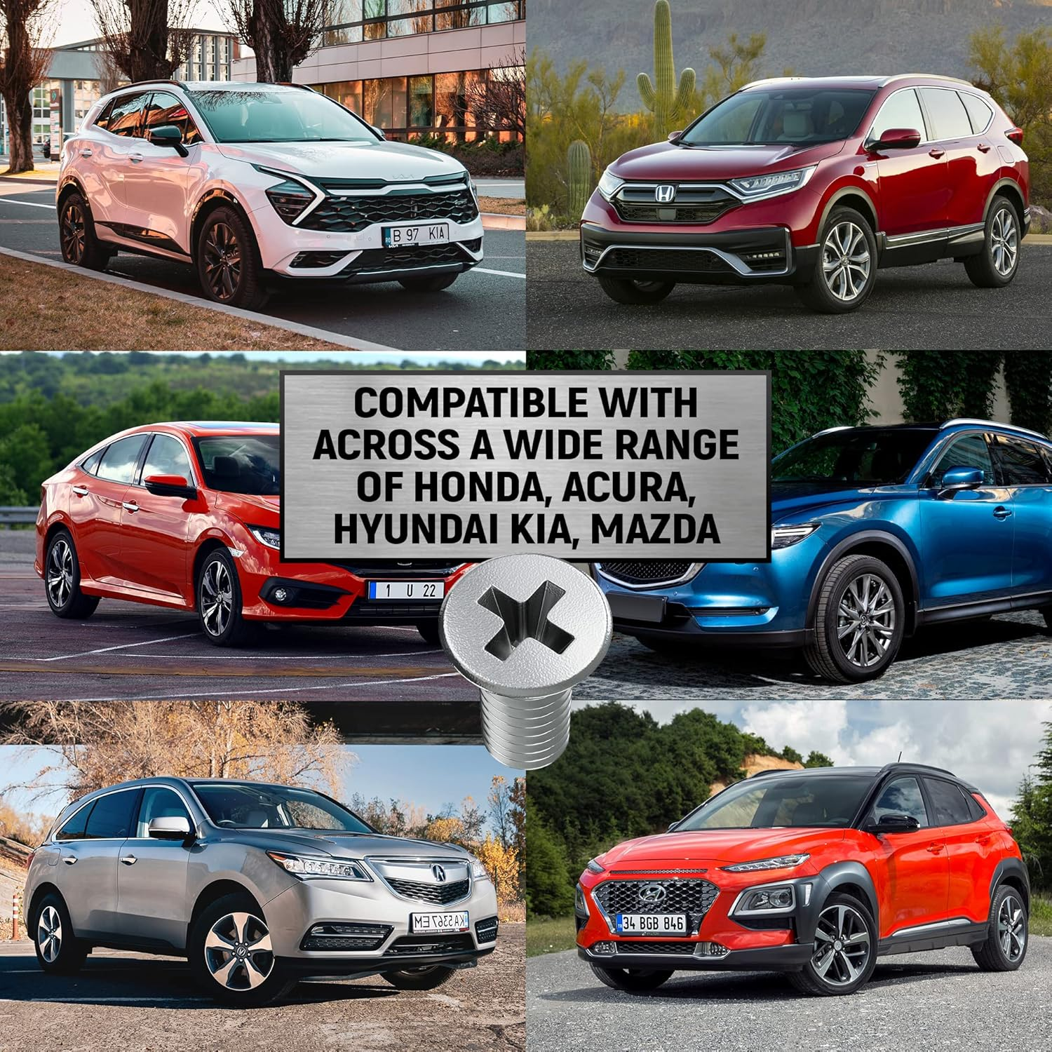 8Pcs Screw Rotor Brake Disc Retaining 93600-06014-0H - Set Is Best Replacement for Honda, Acura, Hyundai, Kia, Mazda - Front and Rear Stainless Steel Retaining Screws By image number 5