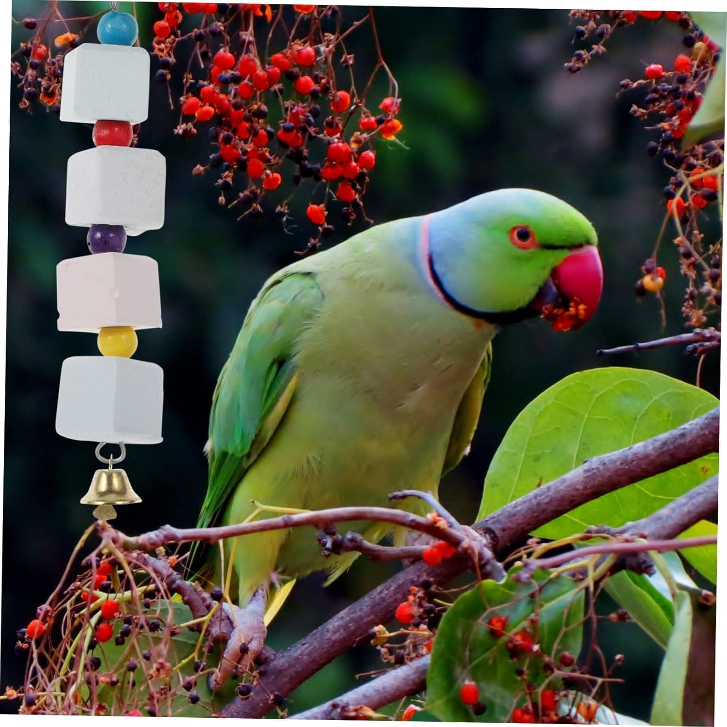 Parrot Beak Trim Calcium Stone Cage Toy,2Pcs Bird Beak Grinding Stone with Bell,Parrot Beak Grinding Calcium Stone with Bell image number 5