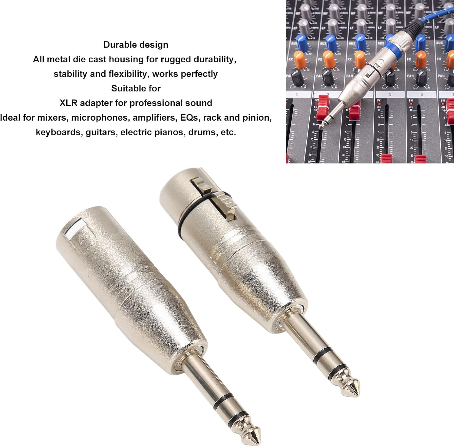 1/4 Inch TRS to XLR Adapter, Balanced Female XLR to Quarter Inch 6.35Mm Male Adapter, Microphone Cable for Mixers Microphones Amplifiers Eqs image number 6