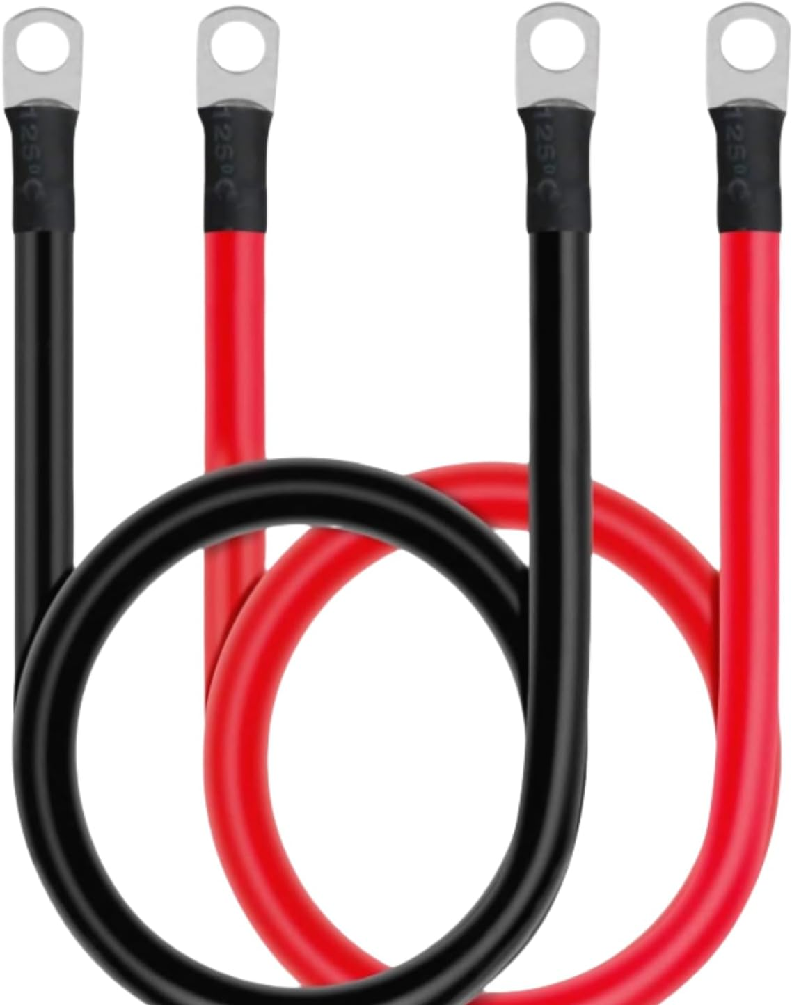 2PCS 3/8" M10 Battery Cable Set,50Cm 5AWG Copper Power Inverter Cables with Terminals for Car, Vehicle, RV, Solar Application and More(Red+Black image number 6