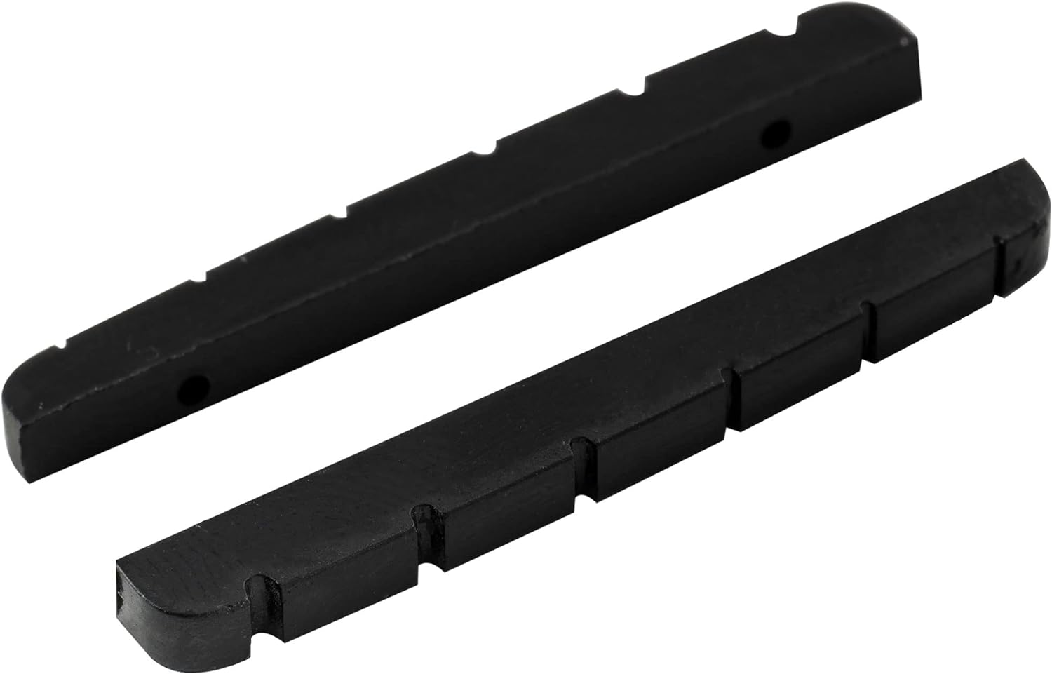 Musiclily Pro Urea Resin Plastic 43Mm Slotted Strat Tele Electric Guitar Nuts Flat Bottom for 6-String Stratocaster/Telecaster Guitar, Black(Set of 2) - Ivory image number 1