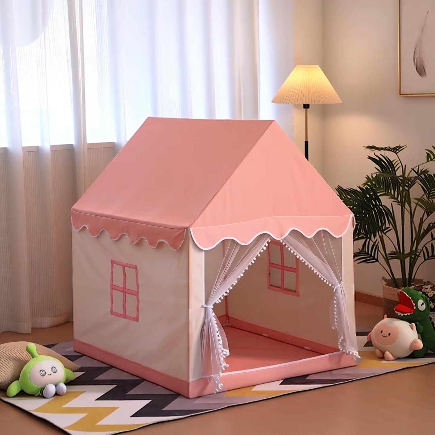 Princess Tent for Girls, Kids Play Tent with Star Lights, Large Playhouse, Pink Princess Castle, Girls & Boys Toy Gifts image number 4