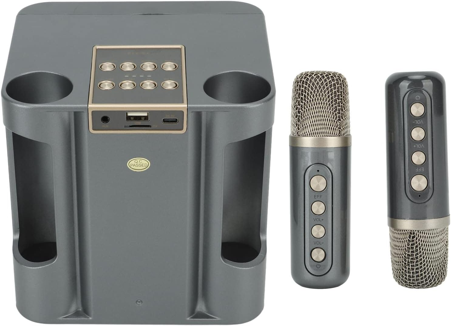 Karaoke Machine with 2 Wireless Microphones, Portable Speaker PA System, Supports TF USB, Sound Stereo Singing Machine for Home Meeting Party image number 4
