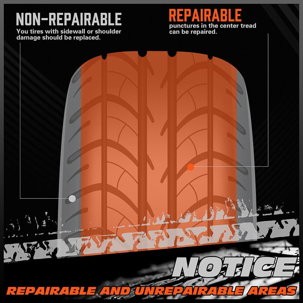 HORUSDY 108-Piece Tyre Puncture Repair Kit, Heavy Duty Tire Tube Recovery Plugs off Road Flat Tyre Car 4WD Motorcycle with Storage Case image number 6