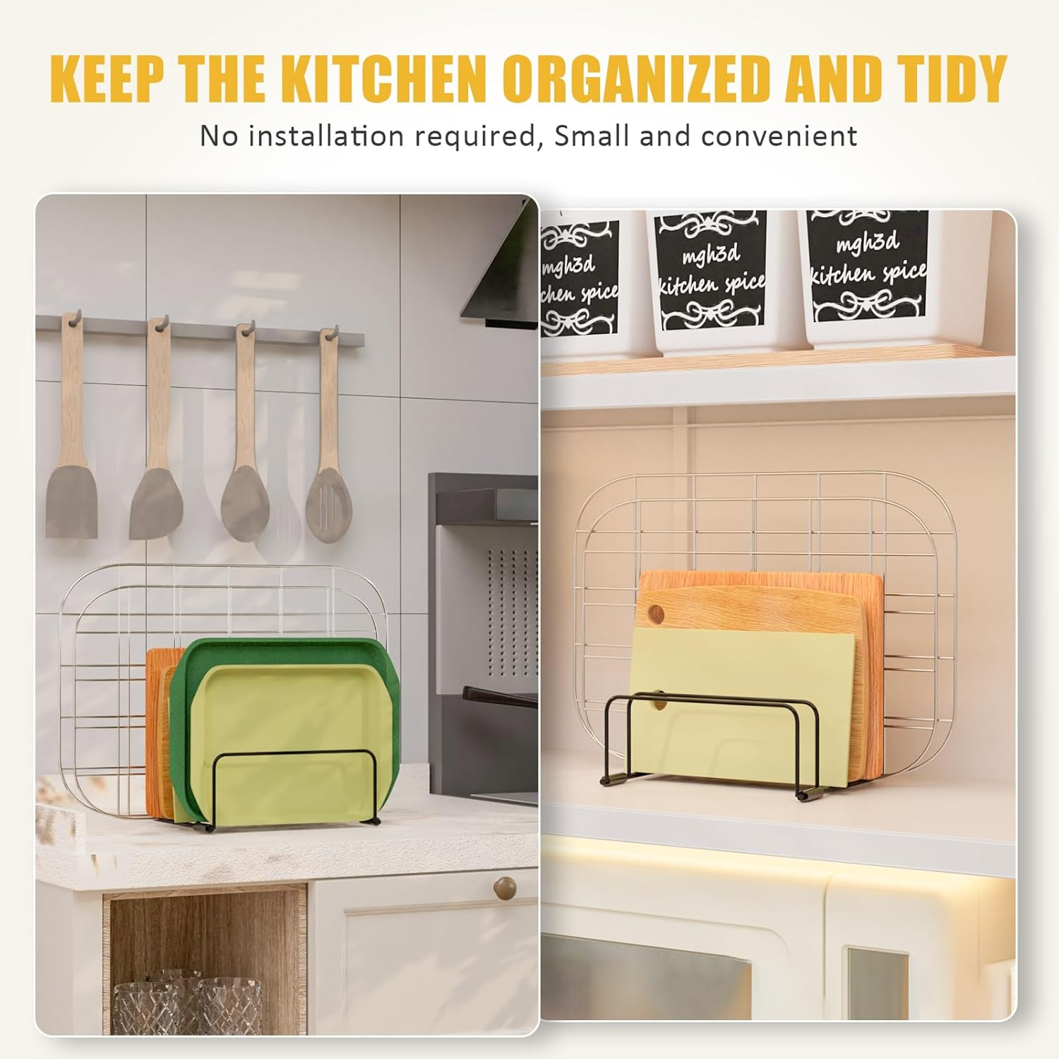 Chopping Board Holder Cutting Organizer Holder Rack Baking Cookie Pan Sheets Cooling Small Racks Storage Stand for Kitchen Cabinet Countertop Bakeware Organizer (2, Black)