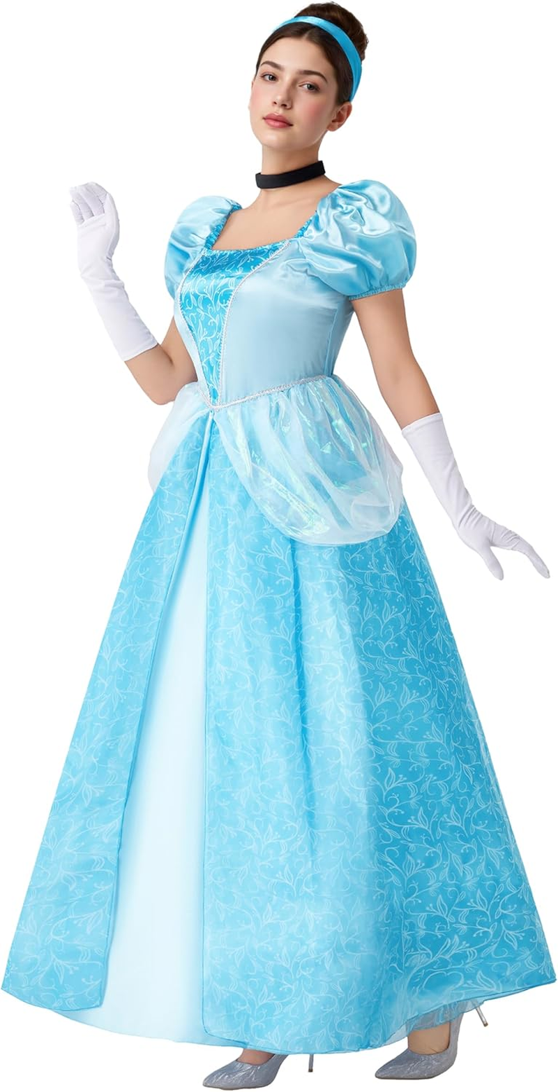 Spooktacular Creations Adult Princess Costume, Halloween Costume Woman Role Play, Blue Princess Dress image number 3