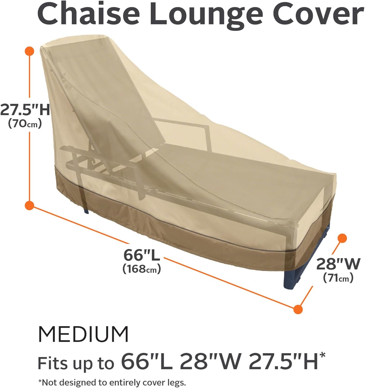 Classic Accessories Veranda Water-Resistant 66 Inch Patio Chaise Lounge Cover, Patio Furniture Covers