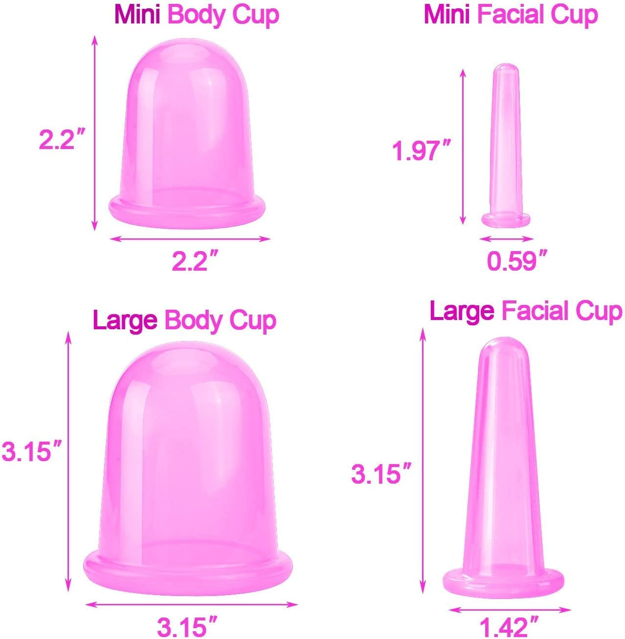 Cupping Therapy Sets 7Pcs Silicone anti Cellulite Cup Vacuum Suction Massage Cups Facial Cupping Sets Body and Face Massager for Adults Home Use (Pink) image number 2