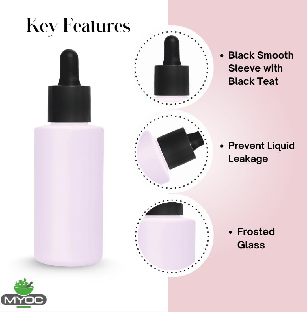 Lilac Colour Glass Dropper Bottle for Essential Oils | Set of 4 | 50Ml | Elegant & Durable | Includes Funnel | Ideal for DIY Beauty & Aromatherapy image number 5