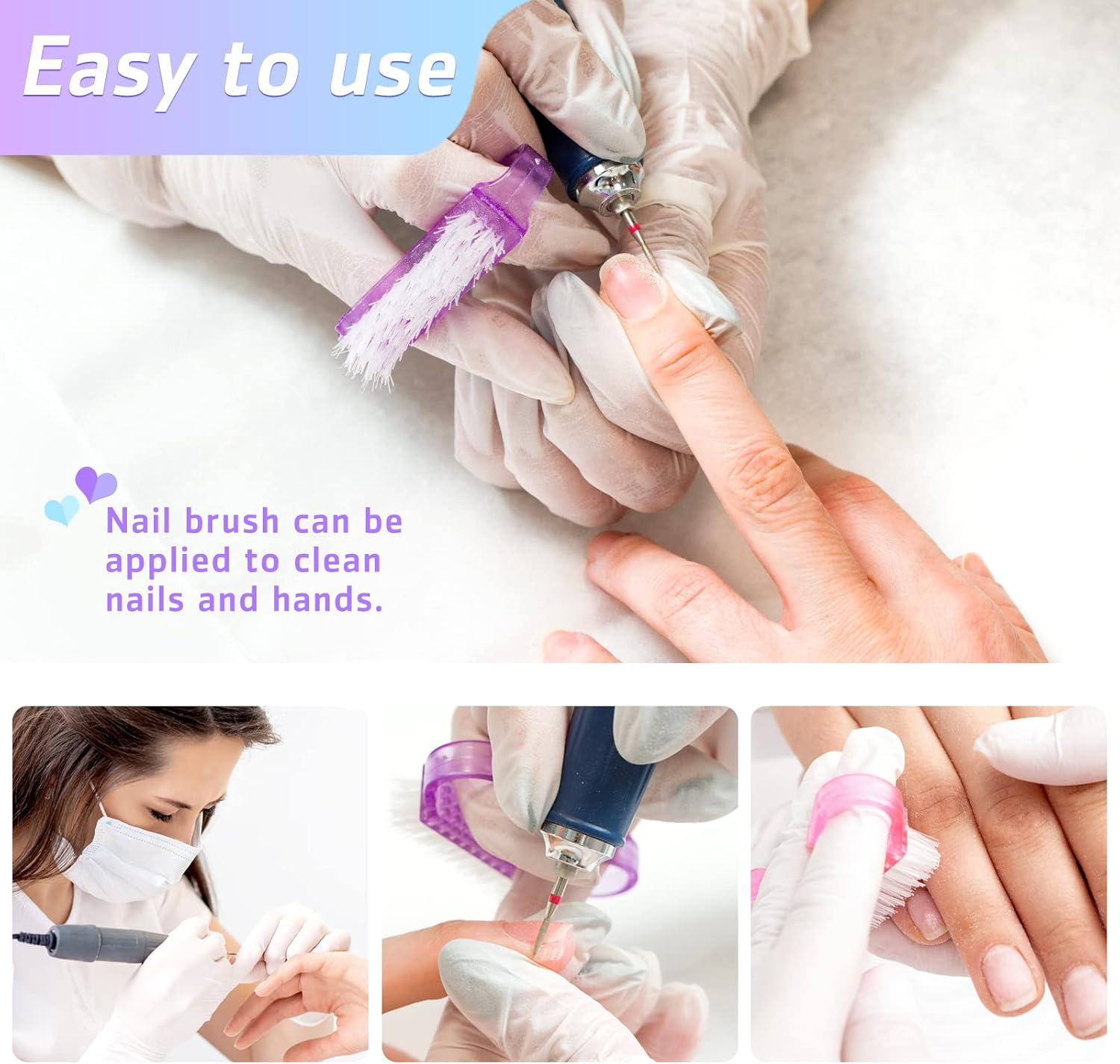 Nail Brush, 6 Pcs Nail Clean Brush, Plastic Handle Nail Finger Tip Scrubbing Brushes for Nails, Garden, Home & Salon Use image number 4