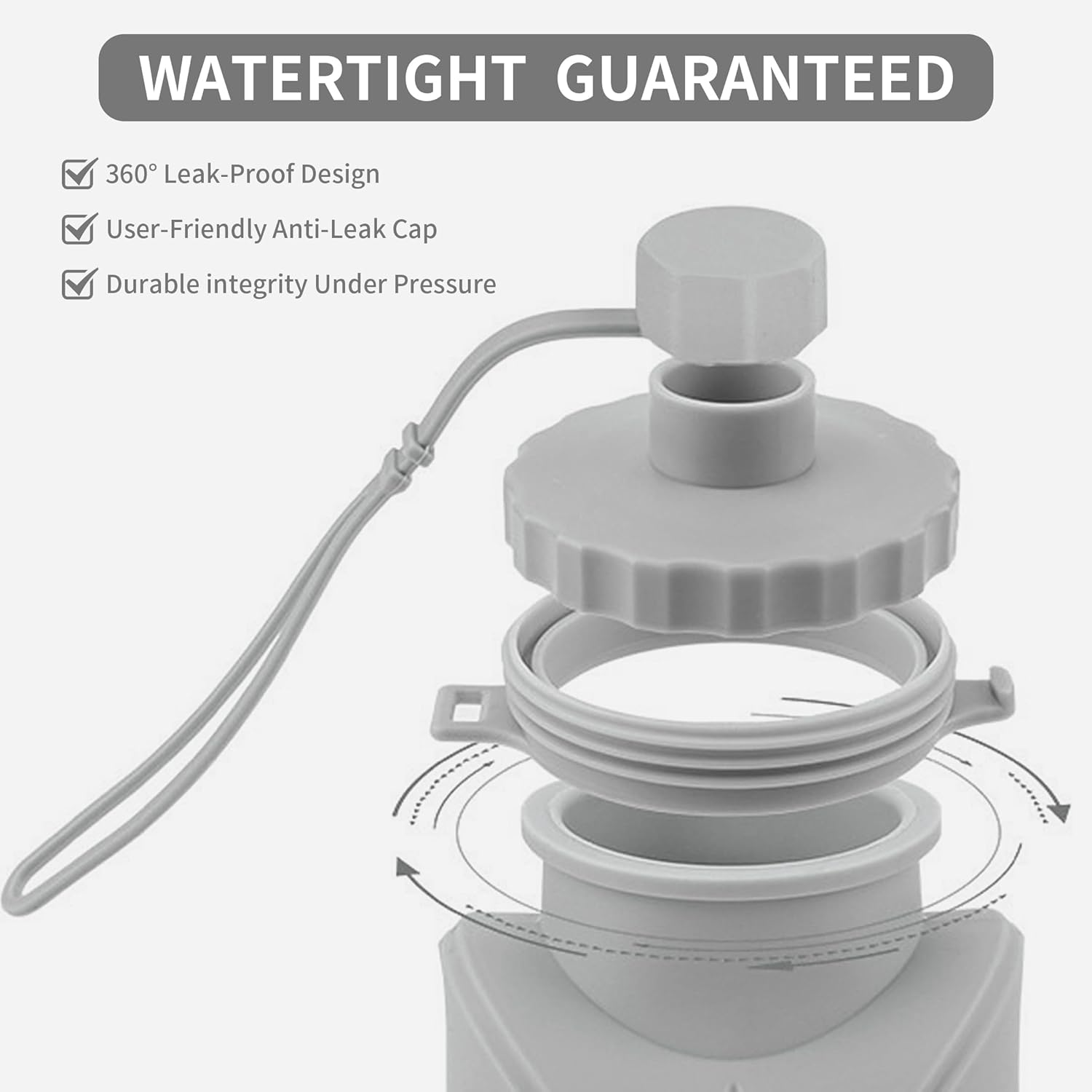 Collapsible Water Bottle 20.3 Oz, Leak Proof Lid Reusable, Bpa-Free Silicone Collapsible Travel Water Bottle for Hiking, Outdoor Sports, Gym, Camping image number 5