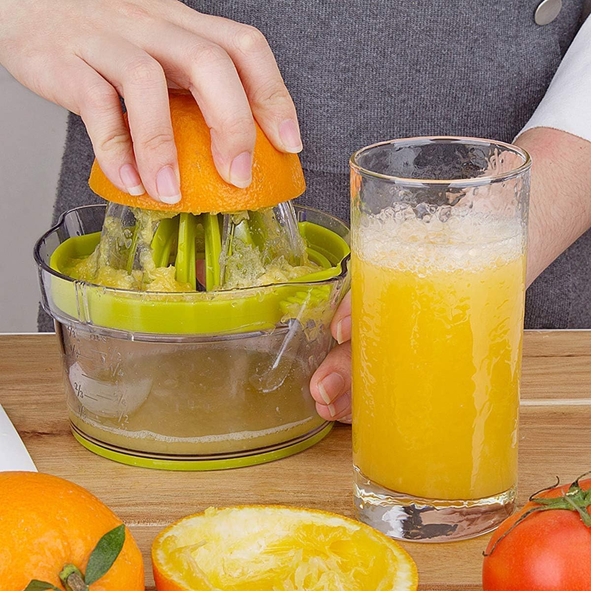 Citrus Lemon Orange Juicer, Manual Hand Squeezer with Built-In Measuring Cup and Grater 12OZ 4 in 1 Multi-Function Manual Juicer with Multi-Size Reamers, Ginger Garlic Cheese Grater Egg Yolk Separator