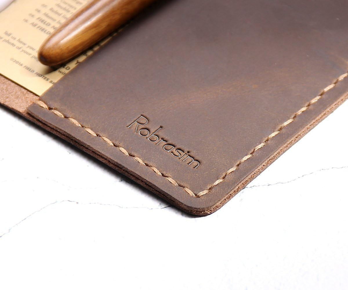 Leather Journal Cover for Field Notes, Moleskine Cahier Cover, Handmade Vintage Leather Cover for 3.5" X 5.5" Notebooks Field Notes Cover Brown image number 3