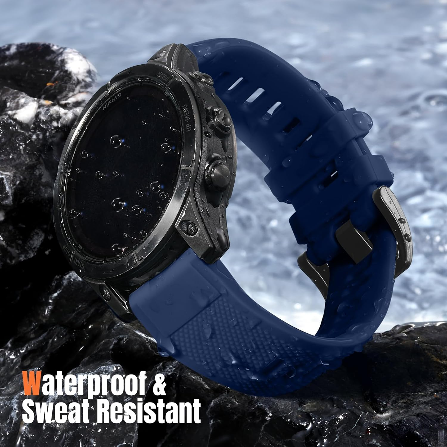 Ouwegaga 22Mm Watch Band Compatible with Garmin Fenix 8 47Mm/Fenix 7/7 Pro/Fenix 6/6 Pro/Fenix 5/5 Plus/Fenix E 47Mm, Soft Sport Silicone Quickfit Strap for Forerunner 935/945/955/965/Instinct 2 1