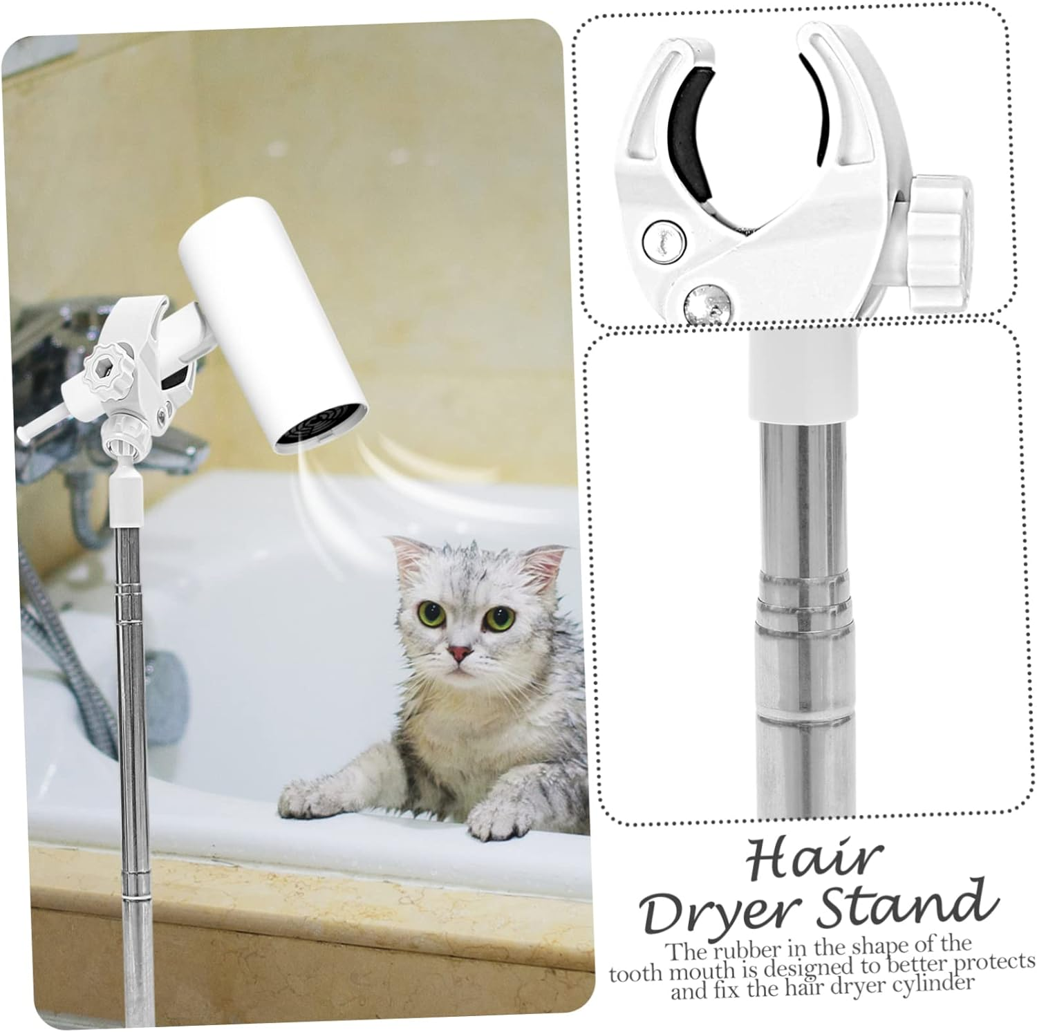 PLAFOPE Pet Hair Dryer Stand with Rotatable Holder 135Cm Extendable Floor Support for Dog Grooming White Adjustable Blow Dryer Holder image number 3