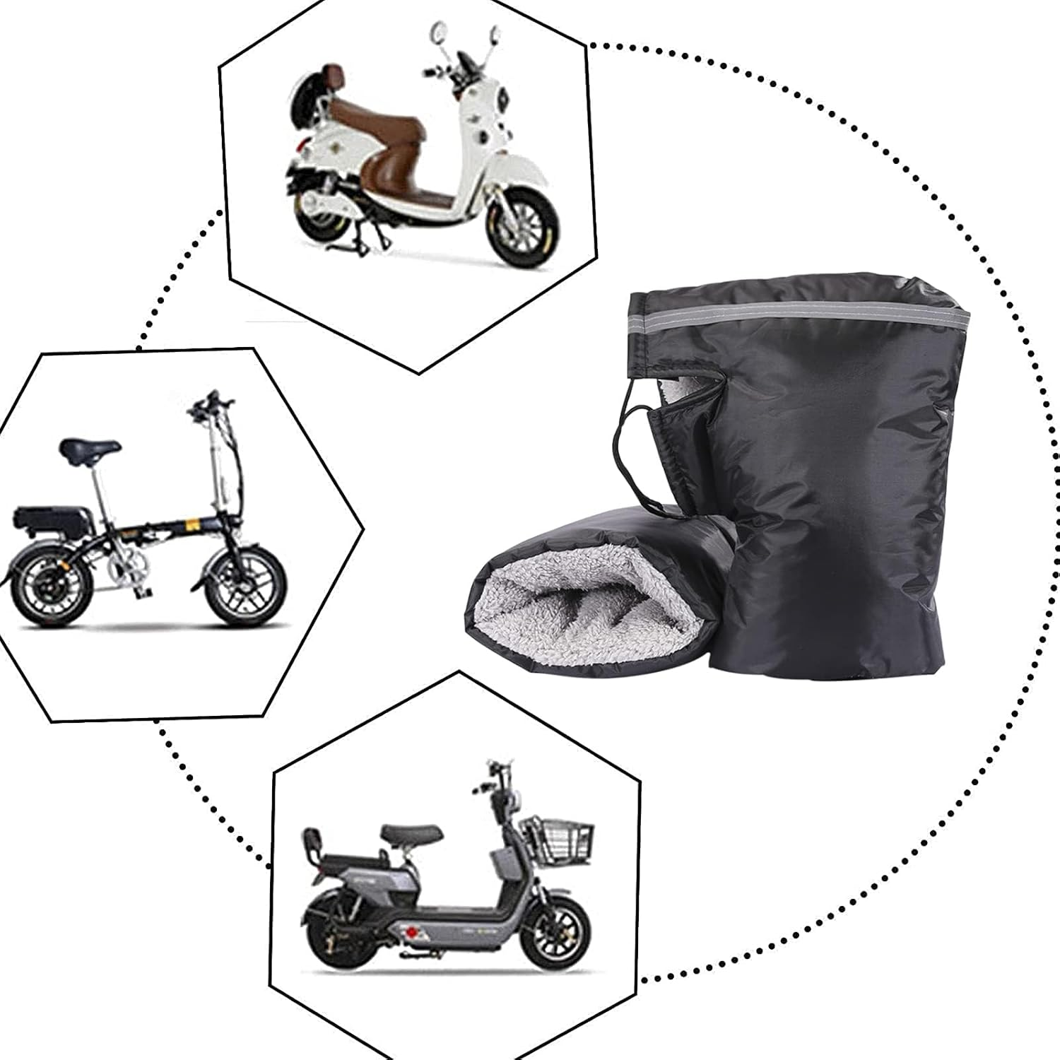 Motorcycle Handlebar Muffs Gloves for Men Women Waterproof, Winter Thickened Windproof Hand Warmer for Motorbike Scooter image number 1