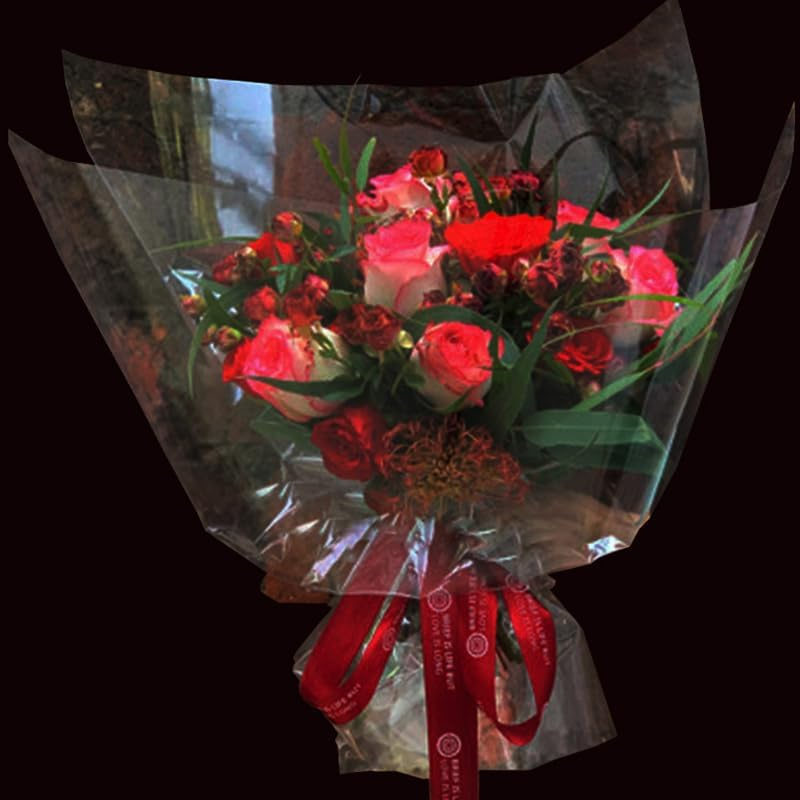 100X4Sizes Clear Cellophane Wrap Roll Gift Flower Bouquet Baskets Wrapping Paper, Durable Gift and Bouquet Wrapping Paper, Ideal for Baskets, Crafts, Treats, 27Cm-54Cm Expandable Width image number 5